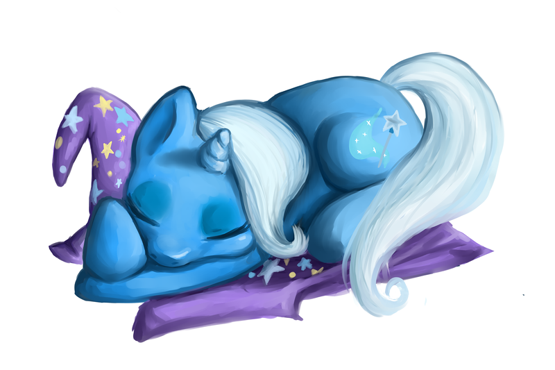 Size: 6000x4000 | Tagged: safe, artist:annakitsun3, derpibooru import, trixie, pony, unicorn, absurd resolution, clothes, female, hat, mare, sleeping, solo, trixie's hat