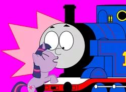 Size: 936x683 | Tagged: confusion and delay, crack shipping, crossover, crossover shipping, derpibooru import, female, kissing, male, ms paint, pooh's adventures, safe, shipping, straight, thomas and twilight sparkle's adventures, thomas the tank engine, train, twilight sparkle, twitom, wat, wtf