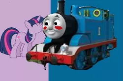 Size: 659x438 | Tagged: safe, derpibooru import, twilight sparkle, crack shipping, crossover, needs more jpeg, pooh's adventures, shipping, thomas and twilight sparkle's adventures, thomas the tank engine, train, twitom, wat, wtf