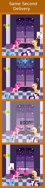 Size: 440x1820 | Tagged: applejack, artist:zztfox, comic, derpibooru import, halo 4, halo (series), pinkie pie, pixel art, rarity, safe, trixie