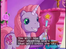 Size: 640x480 | Tagged: cheerilee (g3), derpibooru import, g3, lecture, magic wand, safe, shooting star, shooting stars, subtitles, the runaway rainbow, wand