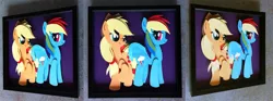 Size: 1280x474 | Tagged: safe, artist:the-paper-pony, derpibooru import, applejack, rainbow dash, appledash, butt touch, craft, feathermarking, female, lesbian, never doubt tchernobog's involvement, papercraft, shipping