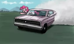 Size: 800x477 | Tagged: artist:sevoohypred, car, derpibooru import, dodge (car), dodge charger, driving, pinkie pie, safe, solo