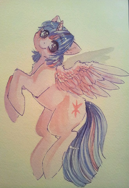 Size: 660x958 | Tagged: safe, artist:busoni, derpibooru import, twilight sparkle, twilight sparkle (alicorn), alicorn, pony, painting, traditional art, watercolor painting