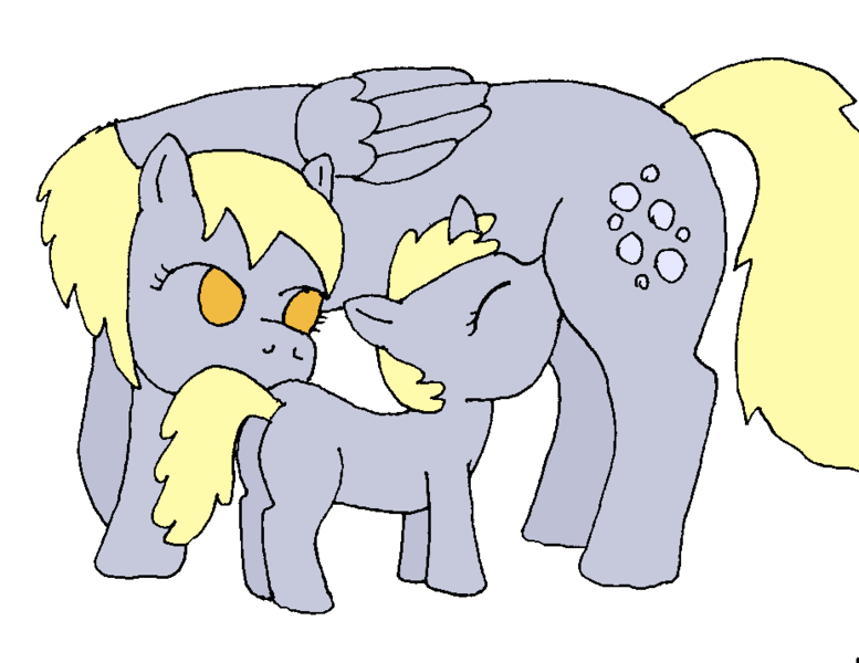 Size: 927x716 | Tagged: safe, artist:merkleythedrunken, derpibooru import, derpy hooves, dinky hooves, pegasus, pony, breastfeeding, equestria's best mother, feeding, female, foal, horses doing horse things, mare, nonsexual nursing, nursing, suckling