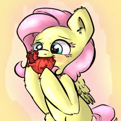 Size: 1200x1200 | Tagged: semi-grimdark, artist:angelwing314, artist:superedit, derpibooru import, edit, fluttershy, pegasus, pony, blood, eating, female, fluffy, food, heart (organ), heart eating, mare, meat, nom, organs, ponies eating meat, solo