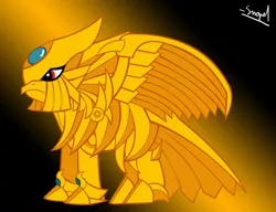 Size: 698x535 | Tagged: safe, artist:opel-diego450, derpibooru import, ponified, pony, frown, glare, mega ultra chicken, solo, spread wings, the winged dragon of ra, wings, yu-gi-oh!