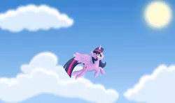 Size: 8772x5203 | Tagged: safe, artist:psyxofthoros, derpibooru import, twilight sparkle, twilight sparkle (alicorn), alicorn, pony, absurd resolution, cloud, cloudy, female, flying, mare, sky, solo, sun, vector