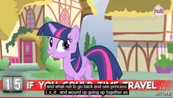 Size: 638x362 | Tagged: safe, derpibooru import, edit, edited screencap, screencap, twilight sparkle, twilight sparkle (alicorn), alicorn, pony, caption, drugs, hot minute, lsd, meme, possible spoilers, youtube caption