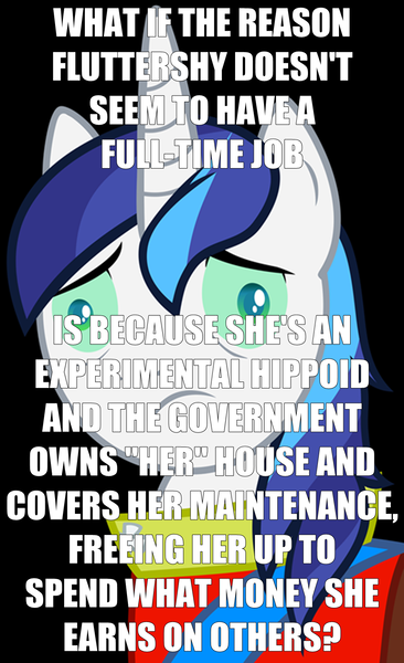 Size: 900x1475 | Tagged: caption, conspiracy shining armor, derpibooru import, exploitable meme, fluttershy, image macro, meme, meta, robot, safe, shining armor, text, tl;dr