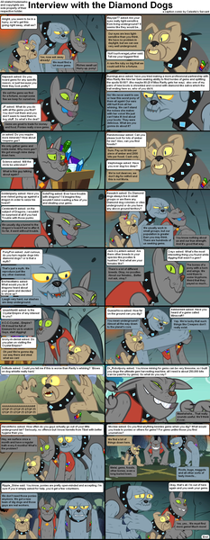 Size: 1282x3304 | Tagged: caption, comic, comic:celestia's servant interview, derpibooru import, diamond dog, fido, interview, rover, safe, spot