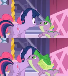 Size: 1434x1608 | Tagged: are you frustrated?, derpibooru import, edit, edited screencap, meme, pinkie pie, safe, screencap, spike, spike has a crush on rarity, twilight sparkle, wat