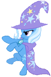 Size: 233x348 | Tagged: safe, derpibooru import, trixie, pony, animated, bipedal, cape, clothes, gif, hat, hooves, simple background, solo, standing, transparent background, trixie's cape, trixie's hat, vector