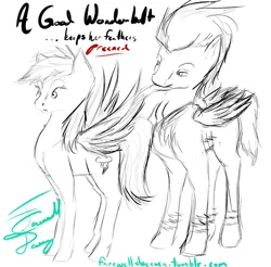 Size: 500x491 | Tagged: safe, artist:farewelldecency, deleted from derpibooru, derpibooru import, rainbow dash, soarin', 30 minute art challenge, female, grooming, male, preening, shipping, soarindash, straight