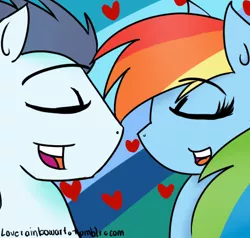 Size: 461x439 | Tagged: safe, artist:loverainbow, derpibooru import, rainbow dash, soarin', 30 minute art challenge, female, heart, male, shipping, soarindash, straight