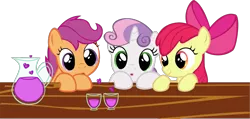 Size: 1258x598 | Tagged: apple bloom, artist:vector-brony, cutie mark crusaders, derpibooru import, hearts and hooves day, hearts and hooves day (episode), love poison, safe, scootaloo, simple background, sweetie belle, transparent background, vector