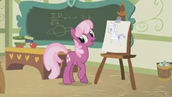 Size: 1280x720 | Tagged: cheerilee, cheerilee's clipboard meme, derpibooru import, exploitable meme, lined paper, meme, oc, oc:sketchy the notebook pony, ponyville schoolhouse, safe