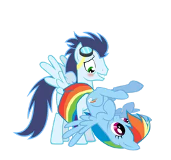 Size: 1024x957 | Tagged: suggestive, artist:gizemyorganci, derpibooru import, rainbow dash, soarin', blushing, eyes on the prize, female, goggles, male, shipping, simple background, soarindash, straight, transparent background