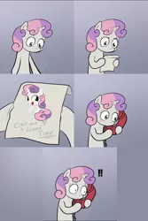 Size: 2000x3000 | Tagged: call me for a good time, derpibooru import, exploitable meme, meme, obligatory pony, safe, sweetie belle, sweetie's note meme, wat