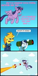 Size: 720x1444 | Tagged: safe, artist:hellarmy, derpibooru import, soarin', spitfire, twilight sparkle, twilight sparkle (alicorn), alicorn, pony, asdfmovie, comic, female, mare, missile, missile launcher, rocket launcher, wonderbolts