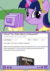 Size: 564x800 | Tagged: safe, derpibooru import, twilight sparkle, twilight sparkle (alicorn), alicorn, pony, batman, exploitable meme, faic, female, mare, meme, obligatory pony, smirk, tv meme, twiface