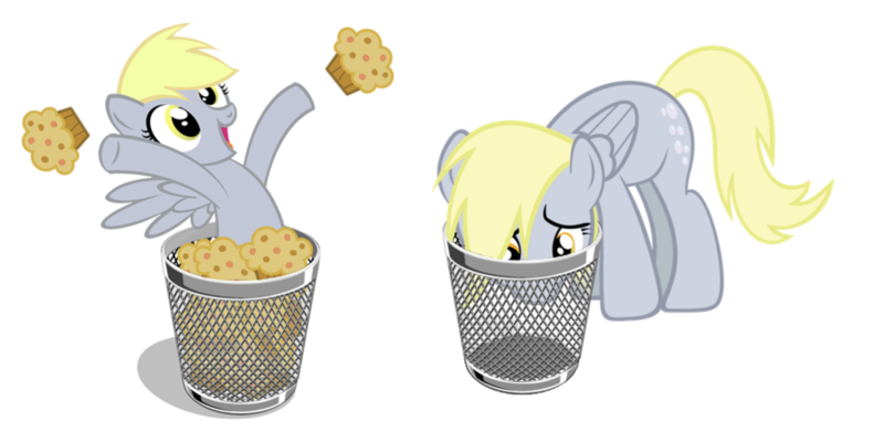 Size: 900x450 | Tagged: safe, artist:tomcat94, derpibooru import, derpy hooves, pegasus, pony, apple (company), female, food, happy, icon, mac os x, mare, muffin, sad, trash can