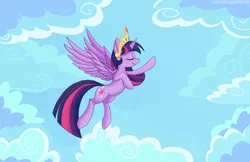 Size: 5100x3300 | Tagged: safe, artist:helhoof, derpibooru import, twilight sparkle, twilight sparkle (alicorn), alicorn, pony, absurd resolution, big crown thingy, element of magic, female, jewelry, mare, regalia, sky, solo