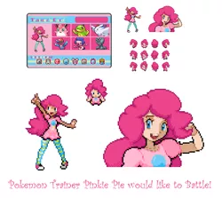 Size: 594x531 | Tagged: artist:0rcv0, derpibooru import, human, humanized, nintendo, parody, pinkie pie, pixel art, pokémon, safe, style emulation