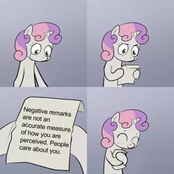 Size: 600x600 | Tagged: artist:lemondevil, blushing, comic, crying, derpibooru import, exploitable meme, happy, hug, meme, note, obligatory pony, paper, safe, sweetie belle, sweetie hugs a note, sweetie's note meme, truth