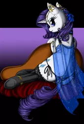 Size: 852x1250 | Tagged: suggestive, artist:longinius, derpibooru import, rarity, pony, unicorn, series:rarity's secret, beautiful, butt, clothed ponies, clothes, collar, female, jewelry, lingerie, looking at you, looking back, looking back at you, mare, panties, rearity, see-through, sexy, socks, solo, solo female, stockings, thigh highs, thong, underhoof, underwear