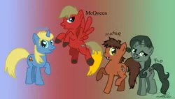 Size: 1106x630 | Tagged: safe, artist:pinkyphantom, derpibooru import, ponified, pony, car, cars (pixar), flo, lightning mcqueen, pixar, sally carrera, tow mater