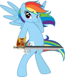 Size: 822x973 | Tagged: artist needed, source needed, safe, derpibooru import, rainbow dash, crossover, image, png, simple background, sonic and the black knight, sonic the hedgehog, sonic the hedgehog (series), transparent background, weapon