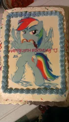 Size: 1840x3264 | Tagged: 20% cooler, artist:blue-paint-sea, birthday cake, cake, custom, derpibooru import, food, food art, goggles, irl, lightning tumble, photo, rainbow dash, safe, toy, wing hands, wings