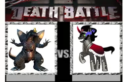 Size: 709x475 | Tagged: crossover, death battle, derpibooru import, exploitable meme, godzilla (series), kaiju, king sombra, meme, safe, spacegodzilla