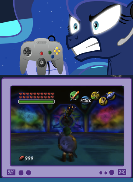 Size: 563x769 | Tagged: ben drowned, derpibooru import, exploitable meme, gamer luna, gamer meme, meme, obligatory pony, princess luna, safe, skull kid, the legend of zelda, the legend of zelda: majora's mask, tv meme