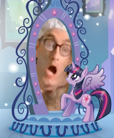 Size: 375x456 | Tagged: safe, derpibooru import, twilight sparkle, twilight sparkle (alicorn), alicorn, equestria girls, exploitable meme, magic mirror, magic mirror meme, meme, neptune's spatula, spongebob squarepants, tom kenny