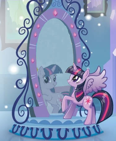 Size: 375x456 | Tagged: safe, derpibooru import, twilight sparkle, twilight sparkle (alicorn), alicorn, equestria girls, exploitable meme, faic, magic mirror, magic mirror meme, meme, not so magical mirror, smirk, twiface, wrong neighborhood