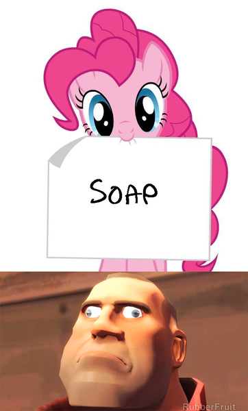 Size: 638x1058 | Tagged: 3d, derp, derpibooru import, exploitable meme, gmod, meme, mouth hold, note, pinkie pie, pinkie's note meme, rubberfruit, safe, soap, soap trilogy, soldier, team fortress 2