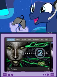 Size: 563x752 | Tagged: derpibooru import, exploitable meme, gamer luna, gamer meme, meme, obligatory pony, princess luna, safe, shodan, steam, steam (software), system shock, tv meme