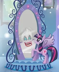 Size: 375x456 | Tagged: safe, derpibooru import, twilight sparkle, twilight sparkle (alicorn), alicorn, equestria girls, disney, exploitable meme, magic mirror, magic mirror meme, meme, the little mermaid, ursula