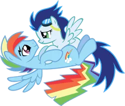 Size: 1024x874 | Tagged: safe, artist:madzik0107, derpibooru import, rainbow dash, soarin', female, glide, glideblitz, male, rainbow blitz, rule 63, shipping, simple background, soarindash, spread wings, straight, transparent background, vector, wings