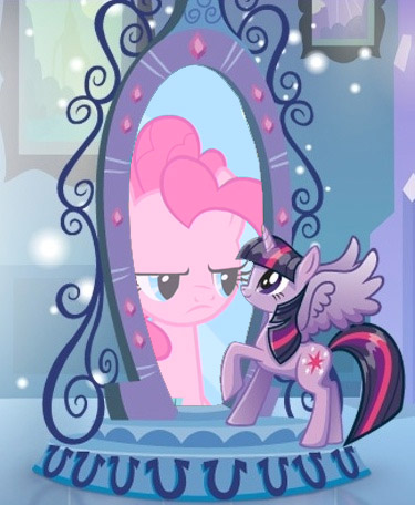 Size: 375x456 | Tagged: safe, derpibooru import, pinkie pie, twilight sparkle, twilight sparkle (alicorn), alicorn, equestria girls, green isn't your color, exploitable meme, magic mirror, magic mirror meme, meme