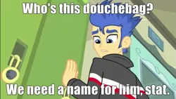 Size: 597x336 | Tagged: safe, derpibooru import, edit, edited screencap, screencap, flash sentry, equestria girls, equestria girls (movie), brad, meme origin, meta, origins, text, vulgar