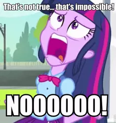 Size: 716x758 | Tagged: safe, derpibooru import, edit, edited screencap, screencap, twilight sparkle, equestria girls, equestria girls (movie), big no, caption, cropped, exploitable meme, meme, solo, star wars, twiscream