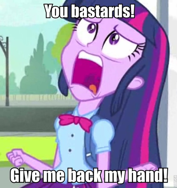 Size: 716x758 | Tagged: safe, derpibooru import, edit, edited screencap, screencap, twilight sparkle, equestria girls, equestria girls (movie), caption, cropped, evil dead, exploitable meme, meme, solo, twiscream