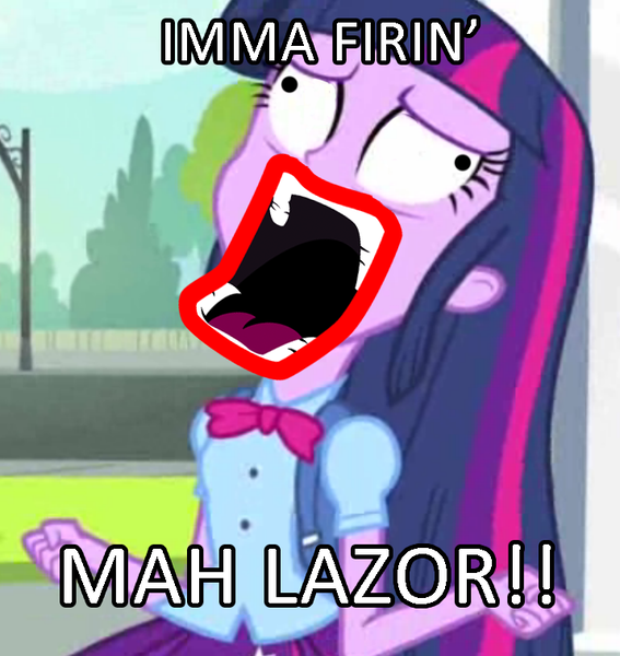 Size: 716x758 | Tagged: safe, derpibooru import, edit, edited screencap, screencap, twilight sparkle, equestria girls, equestria girls (movie), caption, exploitable meme, face, image macro, meme, shoop da whoop, text, twiscream