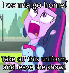 Size: 716x758 | Tagged: safe, derpibooru import, edit, edited screencap, screencap, twilight sparkle, equestria girls, equestria girls (movie), caption, cropped, exploitable meme, image macro, meme, pink floyd, ponified trial in the comments, solo, song reference, text, the wall, twiscream