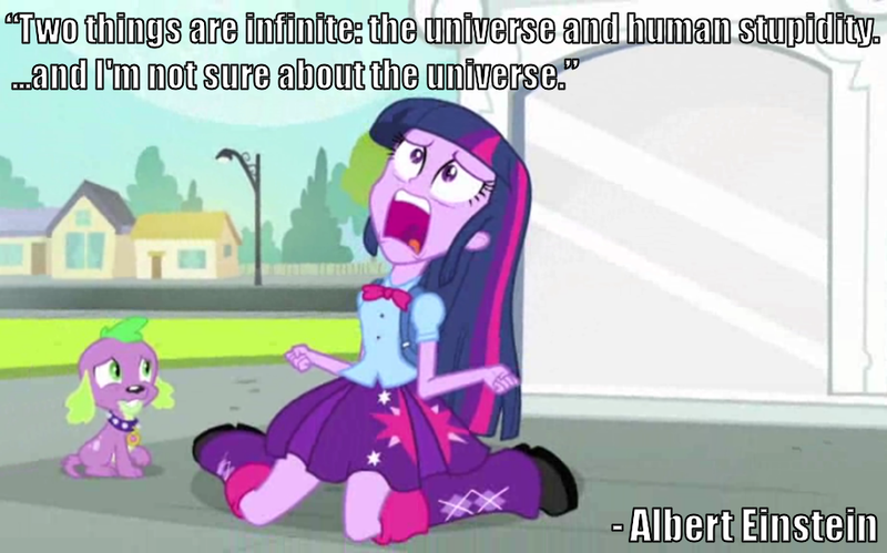 Size: 961x600 | Tagged: safe, derpibooru import, edit, edited screencap, screencap, spike, twilight sparkle, dog, equestria girls, equestria girls (movie), albert einstein, caption, duo, exploitable meme, image macro, meme, spike the dog, text, twiscream