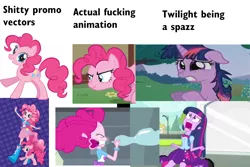 Size: 2206x1472 | Tagged: safe, derpibooru import, pinkie pie, twilight sparkle, equestria girls, equestria girls (movie), comparison, vulgar