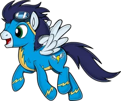 Size: 3100x2603 | Tagged: artist:fuzon-s, clothes, derpibooru import, safe, simple background, soarin', solo, sonic channel, sonic the hedgehog (series), spread wings, style emulation, transparent background, trotting, uniform, vector, wings, wonderbolts, wonderbolts uniform, yuji uekawa style